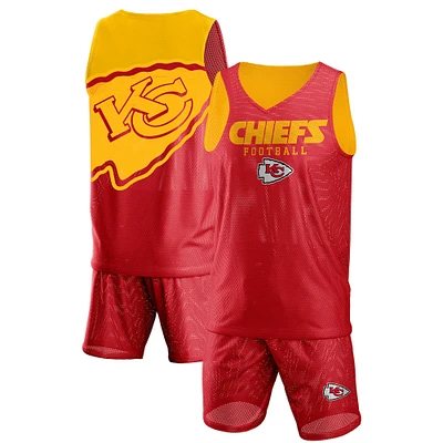 Men's FOCO Red Kansas City Chiefs Colorblock Mesh V-Neck & Shorts Set