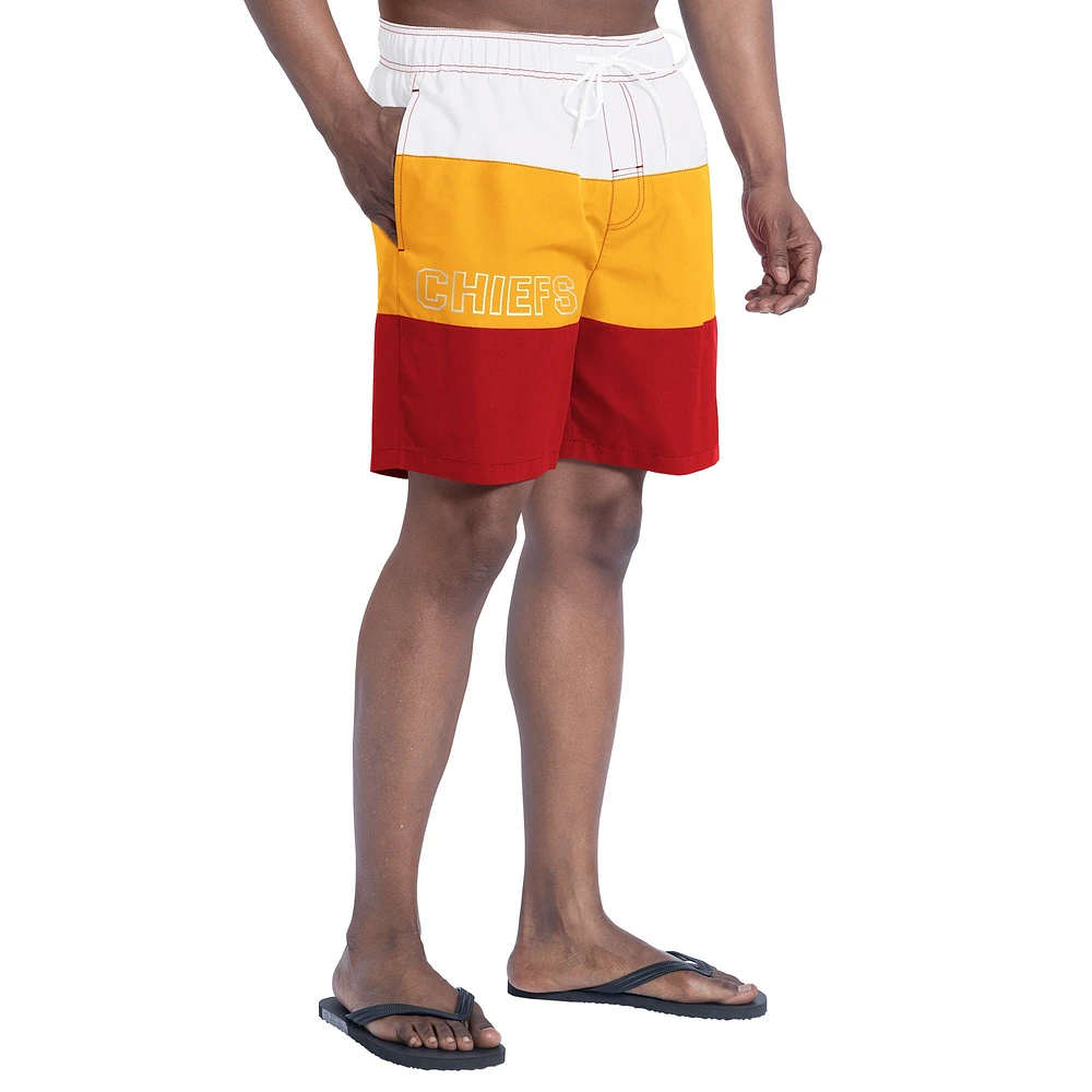 Short de bain G-III Sports by Carl Banks pour homme rouge/or Kansas City Chiefs Sunrise Volley