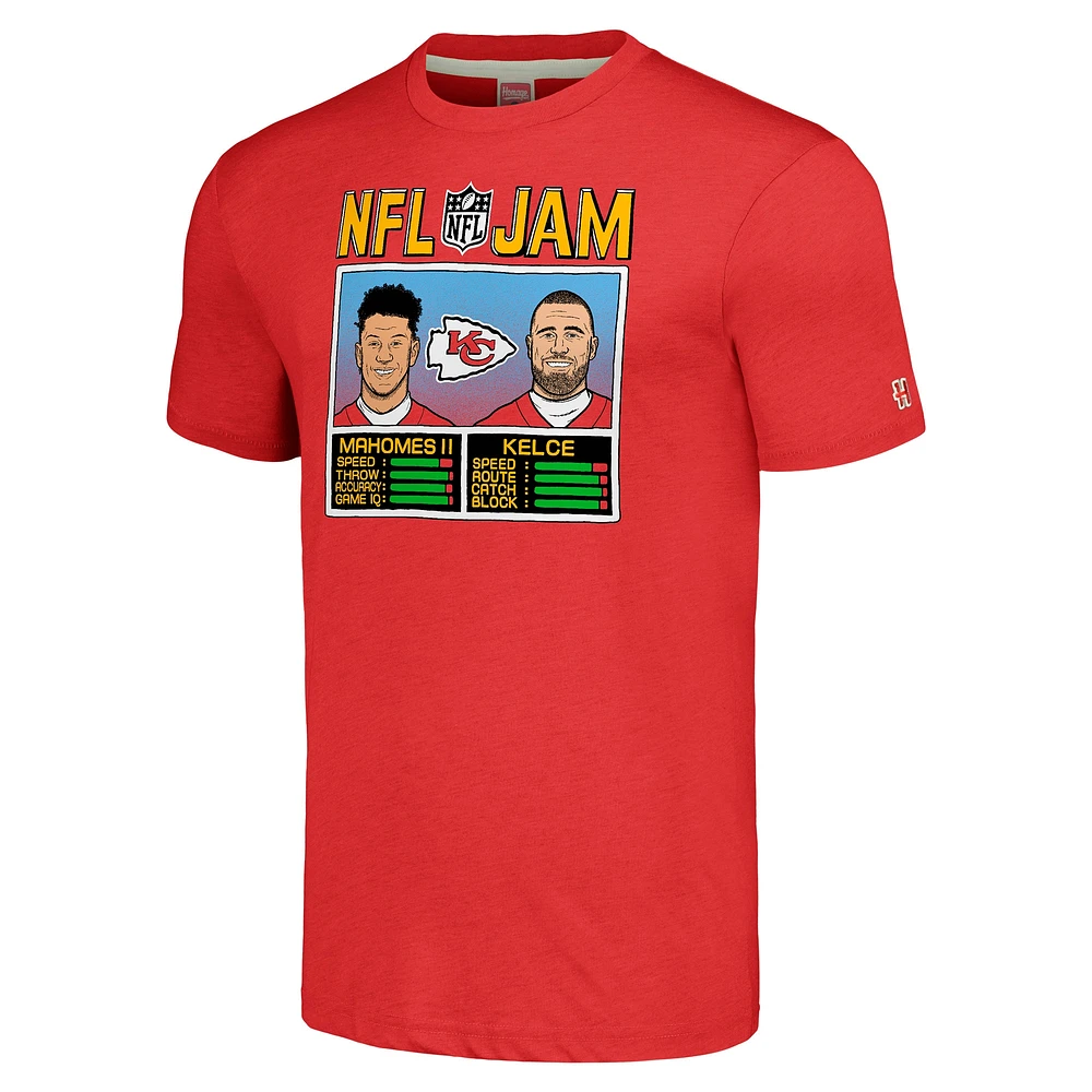 T-shirt NFL Jam Tri-Blend rouge hommage à Patrick Mahomes et Travis Kelce pour hommes des Chiefs de Kansas City