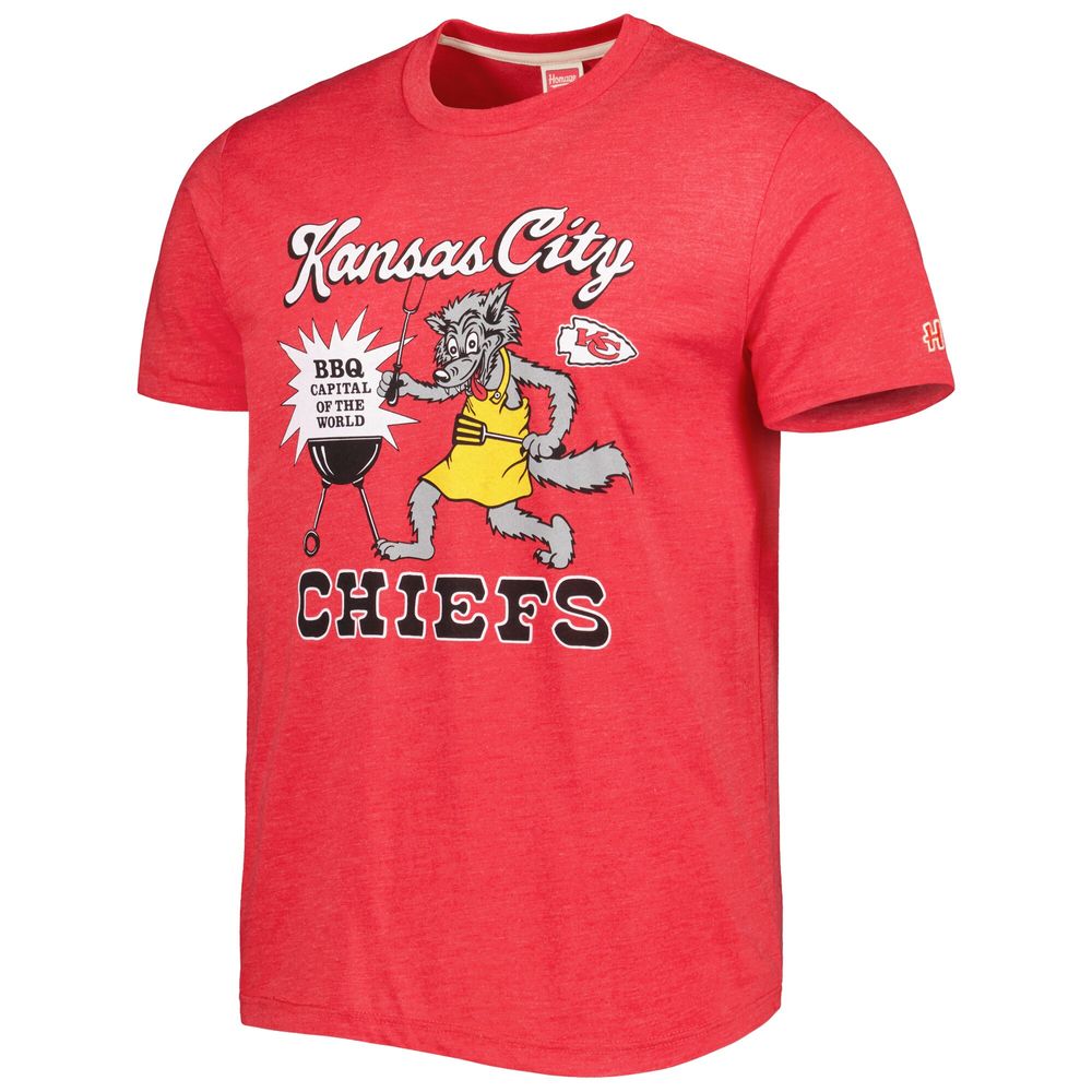 Men's Homage Red Kansas City Chiefs BBQ Hyper Local Tri-Blend T-Shirt