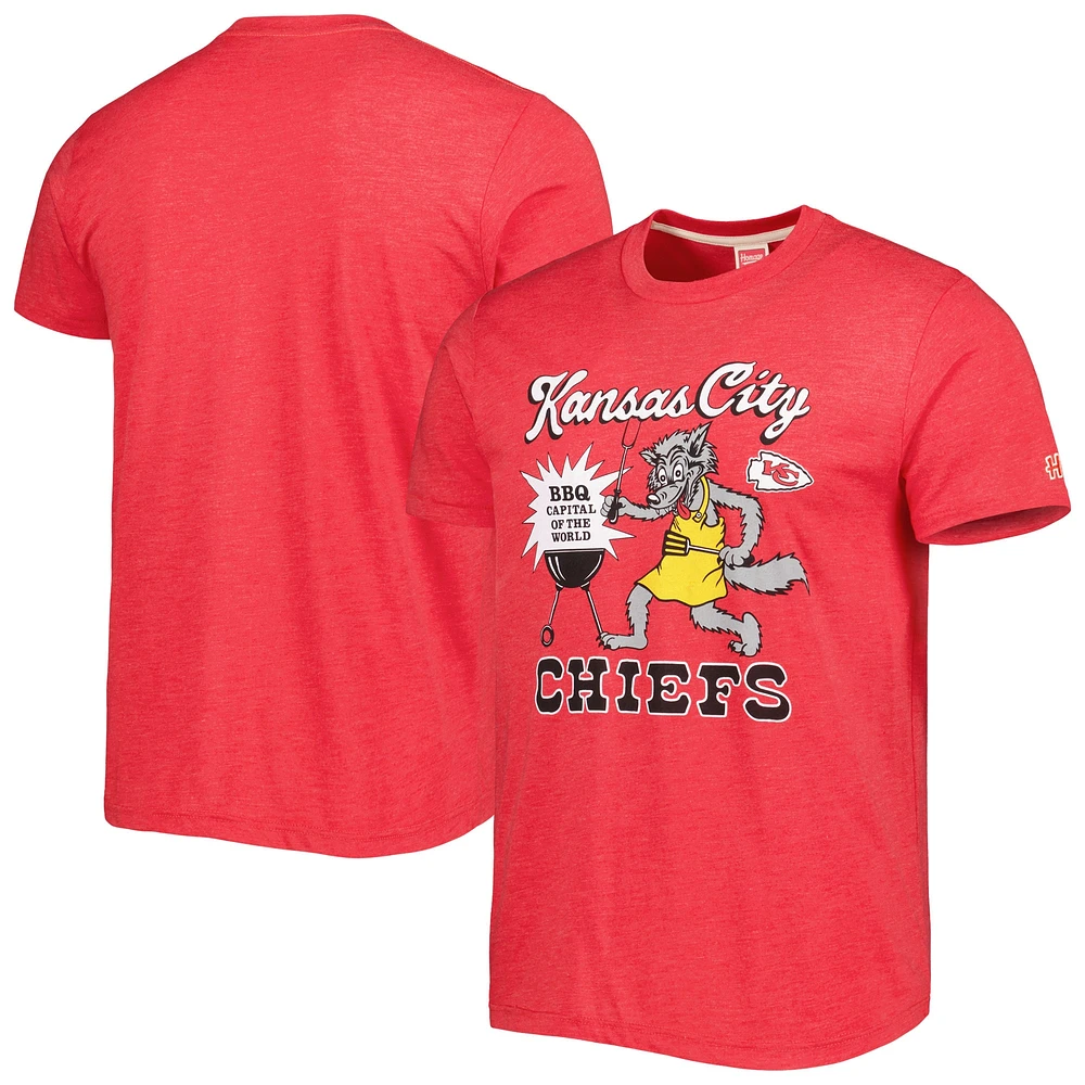 T-shirt à trois mélanges hyper local Homage Red Kansas City Chiefs BBQ pour homme