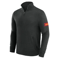 Men's J. Palmer Black Kansas City Chiefs Franchise Quarter-Zip Sweater
