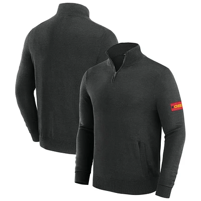 Men's J. Palmer Black Kansas City Chiefs Franchise Quarter-Zip Sweater