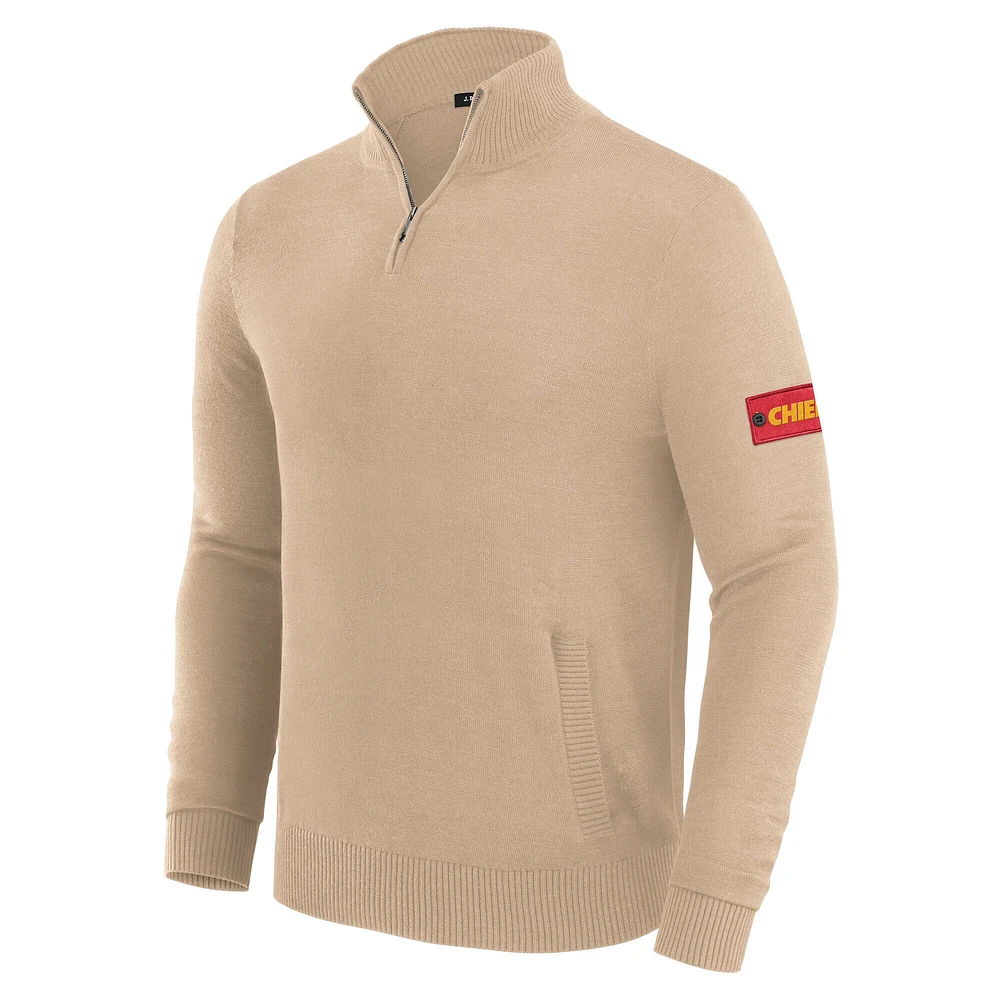 Men's J. Palmer Tan Kansas City Chiefs Franchise Quarter-Zip Sweater
