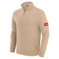 Men's J. Palmer Tan Kansas City Chiefs Franchise Quarter-Zip Sweater