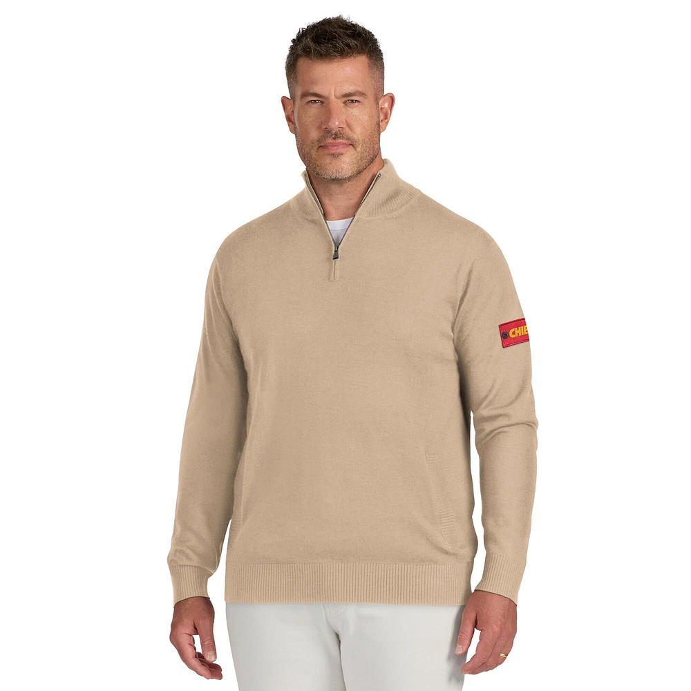 Men's J. Palmer Tan Kansas City Chiefs Franchise Quarter-Zip Sweater
