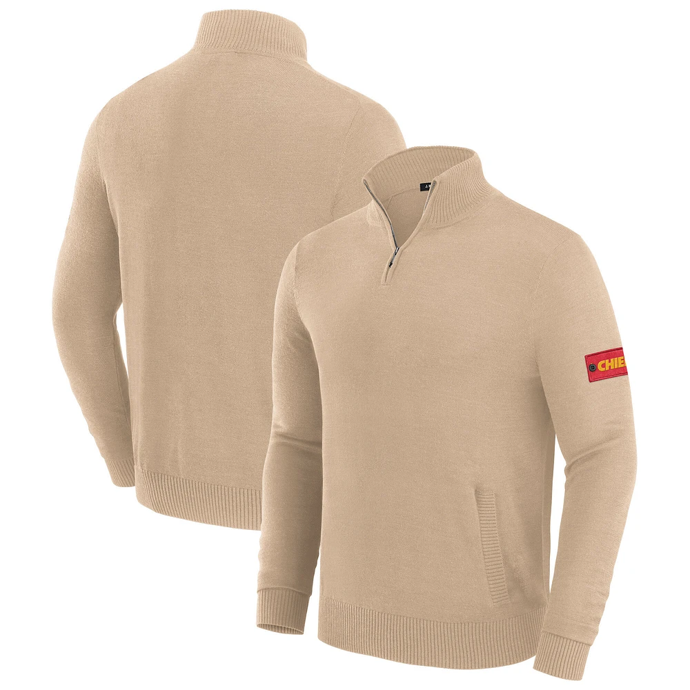 Men's J. Palmer Tan Kansas City Chiefs Franchise Quarter-Zip Sweater