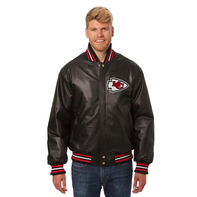 Chicago Blackhawks Wool & Leather Reversible Jacket w/ Embroidered Logos - Black Small