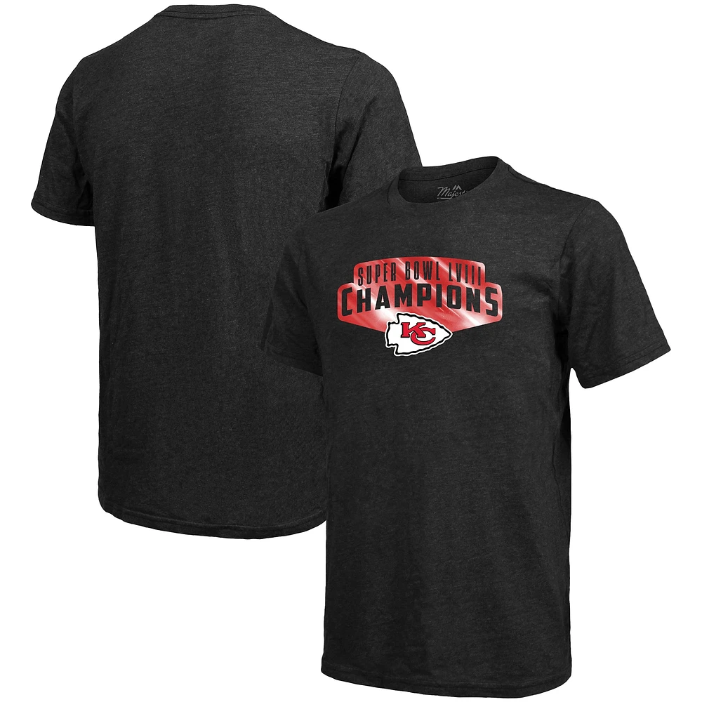 Men's Majestic Threads Black Kansas City Chiefs Super Bowl LVIII Champions Tri-Blend T-Shirts