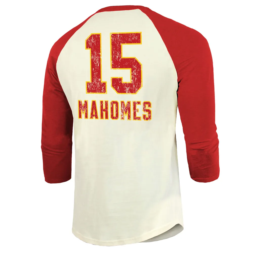 Men's Majestic Threads Patrick Mahomes Cream/Red Kansas City Chiefs Super  Bowl LVII Name & Number Raglan 3/4-Sleeve T-Shirt