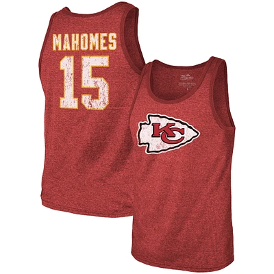 Débardeur rouge à trois mélanges avec nom et numéro des Chiefs de Kansas City Patrick Mahomes Majestic Threads pour hommes