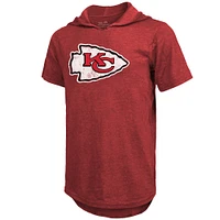 Men's Majestic Threads Patrick Mahomes Red Kansas City Chiefs Player Name & Number Tri-Blend Slim Fit Hoodie T-Shirt