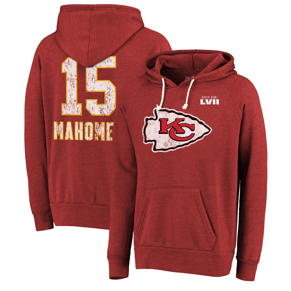 Patrick Mahomes Kansas City Chiefs Majestic Threads Super Bowl LVII Name &  Number Pullover Hoodie - Red