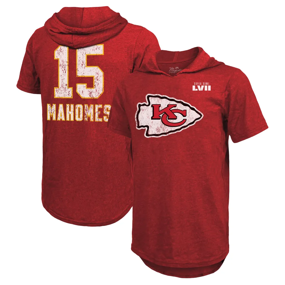Lids Patrick Mahomes Kansas City Chiefs Majestic Threads Super Bowl LVII  Name & Number Tri-Blend Short Sleeve Hoodie T-Shirt - Red