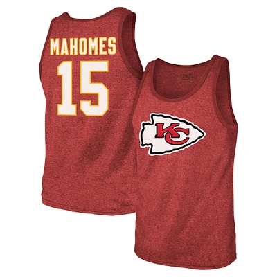 Men's Majestic Threads Patrick Mahomes Red Kansas City Chiefs Tri-Blend Player Name & Number Tank Top