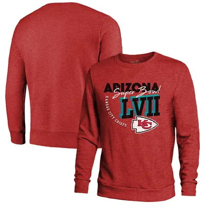 Kansas City Chiefs Majestic Threads Super Bowl LVII High Tide Tri-Blend Pullover Sweatshirt - Red