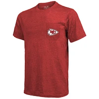 Men's Majestic Threads Red Kansas City Chiefs Super Bowl LVIII Champions Tri-Blend Pocket T-Shirt