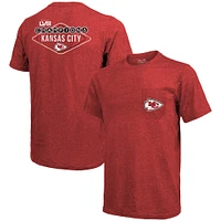 Men's Majestic Threads Red Kansas City Chiefs Super Bowl LVIII Champions Tri-Blend Pocket T-Shirt