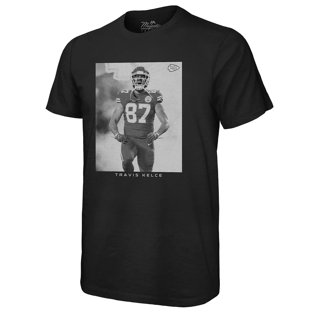 T-shirt surdimensionné avec graphique Majestic Threads Travis Kelce pour hommes, noir, Kansas City Chiefs Player Graphic