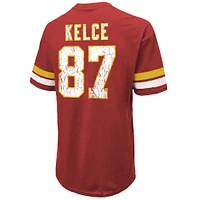 Men's Majestic Threads Travis Kelce Red Kansas City Chiefs Name & Number Oversized Fit T-Shirt