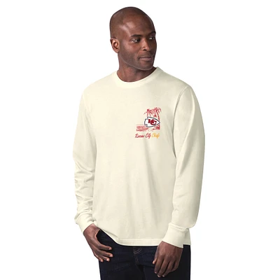 Men's Margaritaville Cream Kansas City Chiefs It's Five O'Clock Somewhere Long Sleeve T-Shirt