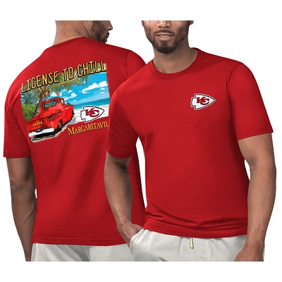 T-shirt Margaritaville Red Kansas City Chiefs pour hommes sous licence se détendre