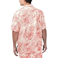 Men's Margaritaville Tan Kansas City Chiefs Sand Washed Monstera Print Party Button-Up Shirt