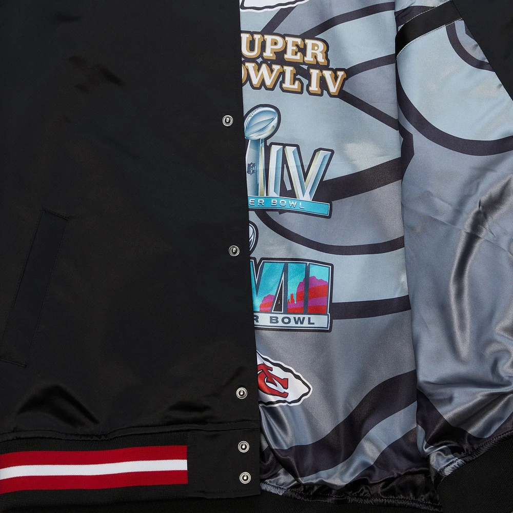 Veste à boutons-pression doubles en satin noir Mitchell & Ness pour homme des Kansas City Chiefs