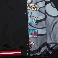 Veste à boutons-pression doubles en satin noir Mitchell & Ness pour homme des Kansas City Chiefs