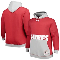 Men's Mitchell & Ness Red/Gray Kansas City Chiefs Big Tall Face Pullover Hoodie