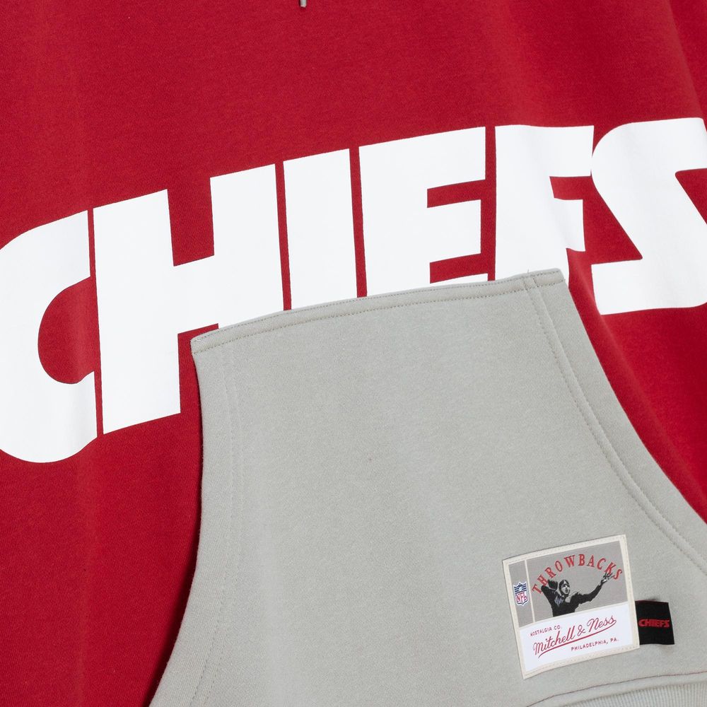 Youth Mitchell & Ness Red Kansas City Chiefs Big Face Pullover Hoodie