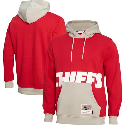 Men's Mitchell & Ness Red Kansas City Chiefs Big Face 5.0 Pullover Hoodie