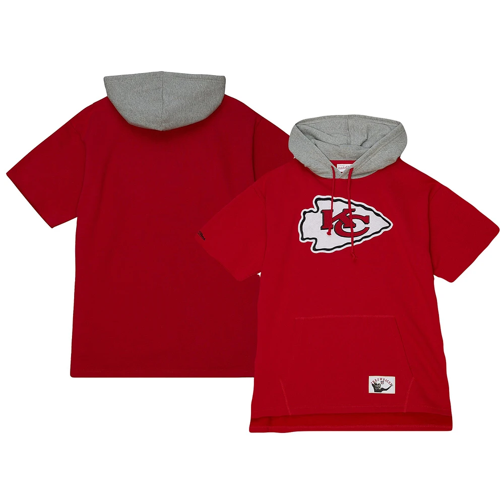 Men's Mitchell & Ness Red Kansas City Chiefs Postgame Short Sleeve Hoodie