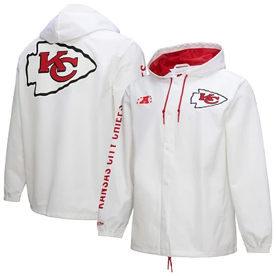 Men's Mitchell & Ness  White Kansas City Chiefs Vintage Logo Coaches Full-Snap Hoodie Jacket