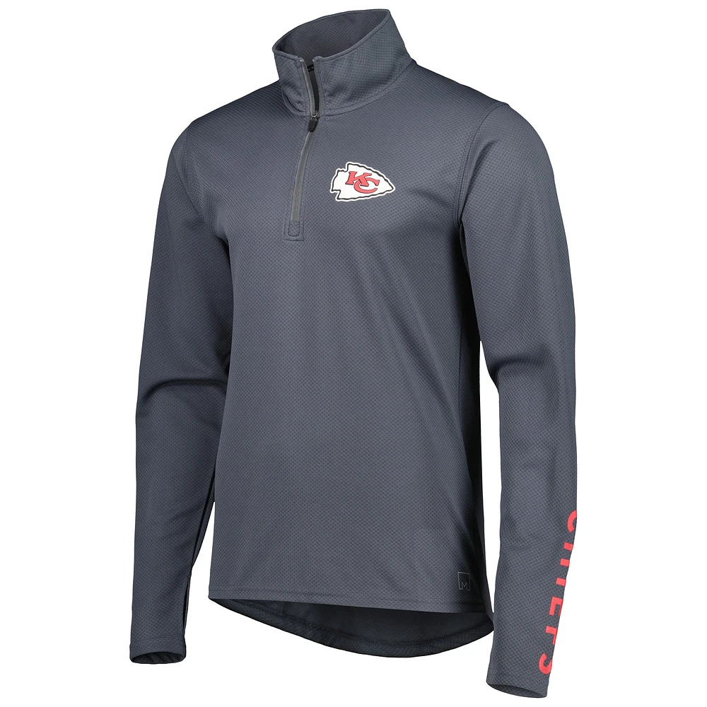 Sweat à capuche demi-zippé MSX by Michael Strahan Charcoal Kansas City Chiefs pour homme