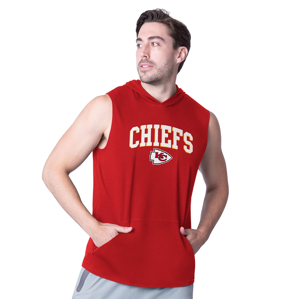 Sweat à capuche sans manches MSX by Michael Strahan rouge Kansas City Chiefs Action pour homme