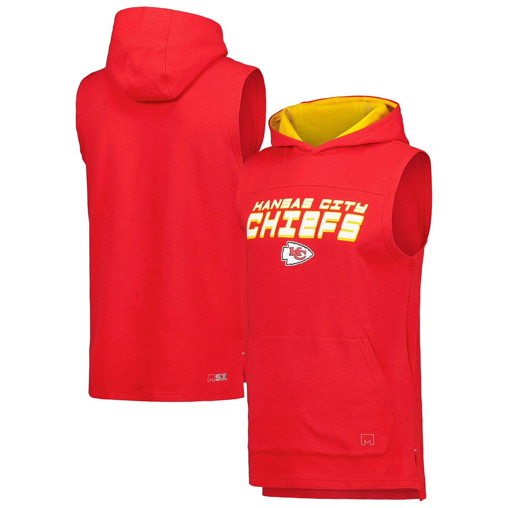 Men's MSX by Michael Strahan Red Kansas City Chiefs Captain Sleeveless Hoodie T-Shirt