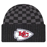 Men's New Era Black Kansas City Chiefs Checkered Cuffed Knit Hat