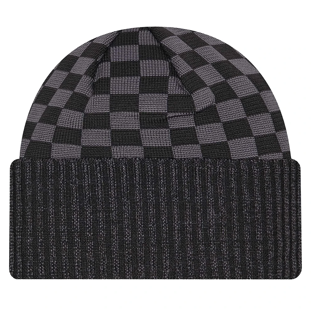 Men's New Era Black Kansas City Chiefs Checkered Cuffed Knit Hat