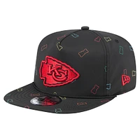 Casquette snapback noire New Era pour homme, motif gummy golfeur des Kansas City Chiefs