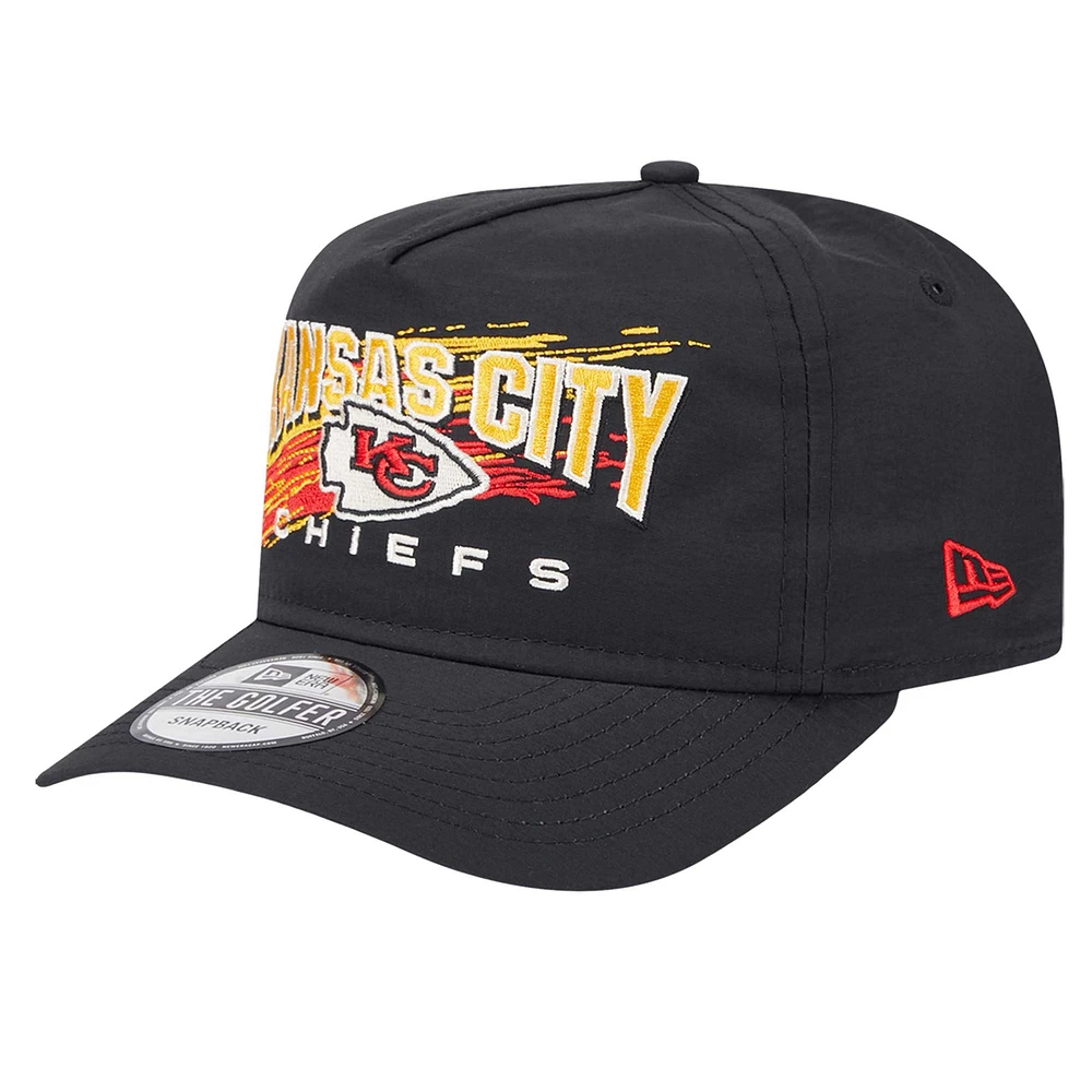 Casquette ajustable de golf à injection noire Kansas City Chiefs New Era pour homme