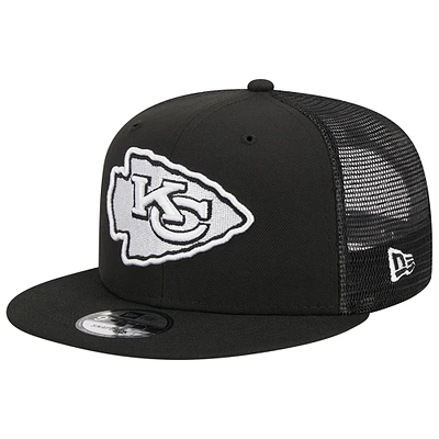 Men's New Era Black Kansas City Chiefs Main Trucker 9FIFTY Snapback Hat Main Trucker 9FIFTY Snapback Hat