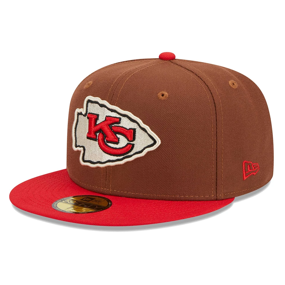 Casquette ajustée 59FIFTY pour homme Kansas City Chiefs Harvest New Era marron