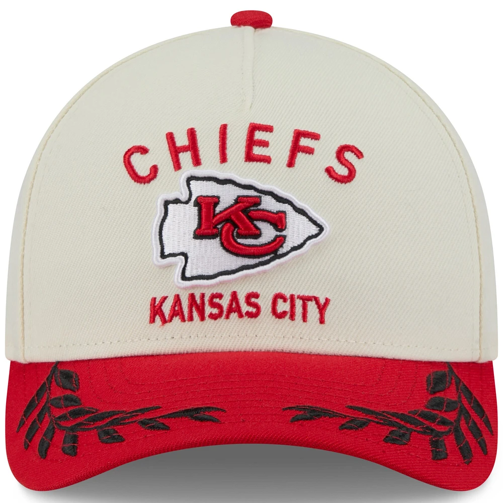 Men's New Era Cream/Red Kansas City Chiefs 2025 NFL Draft 9FORTY M-Crown A-Frame Adjustable Hat
