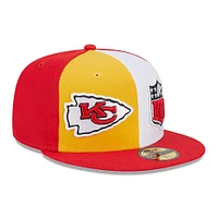 Casquette ajustée 59FIFTY pour homme Kansas City Chiefs 2023 Sideline New Era or/rouge