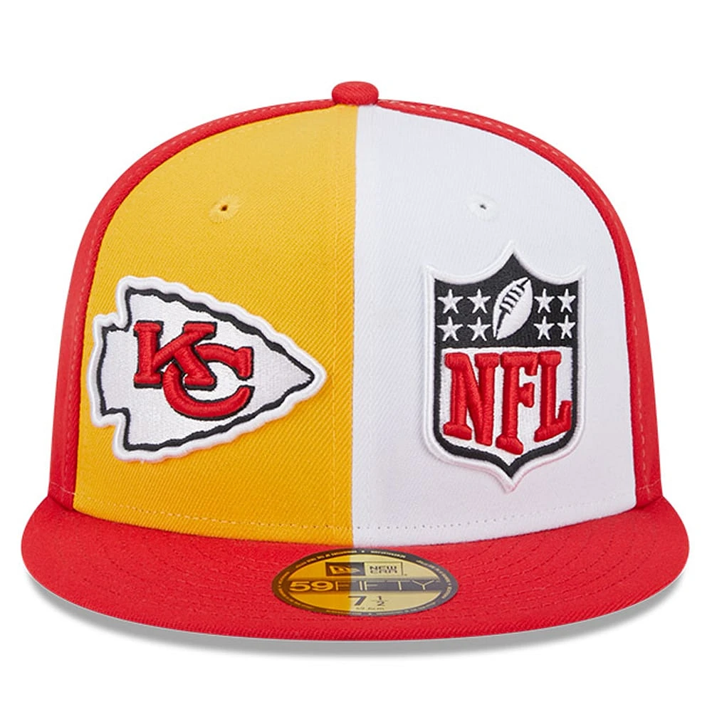 Casquette ajustée 59FIFTY pour homme Kansas City Chiefs 2023 Sideline New Era or/rouge