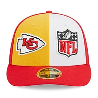 Casquette ajustée 59FIFTY à profil bas des Kansas City Chiefs 2023 Sideline New Era pour homme, or/rouge