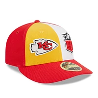 Casquette ajustée 59FIFTY à profil bas des Kansas City Chiefs 2023 Sideline New Era pour homme, or/rouge