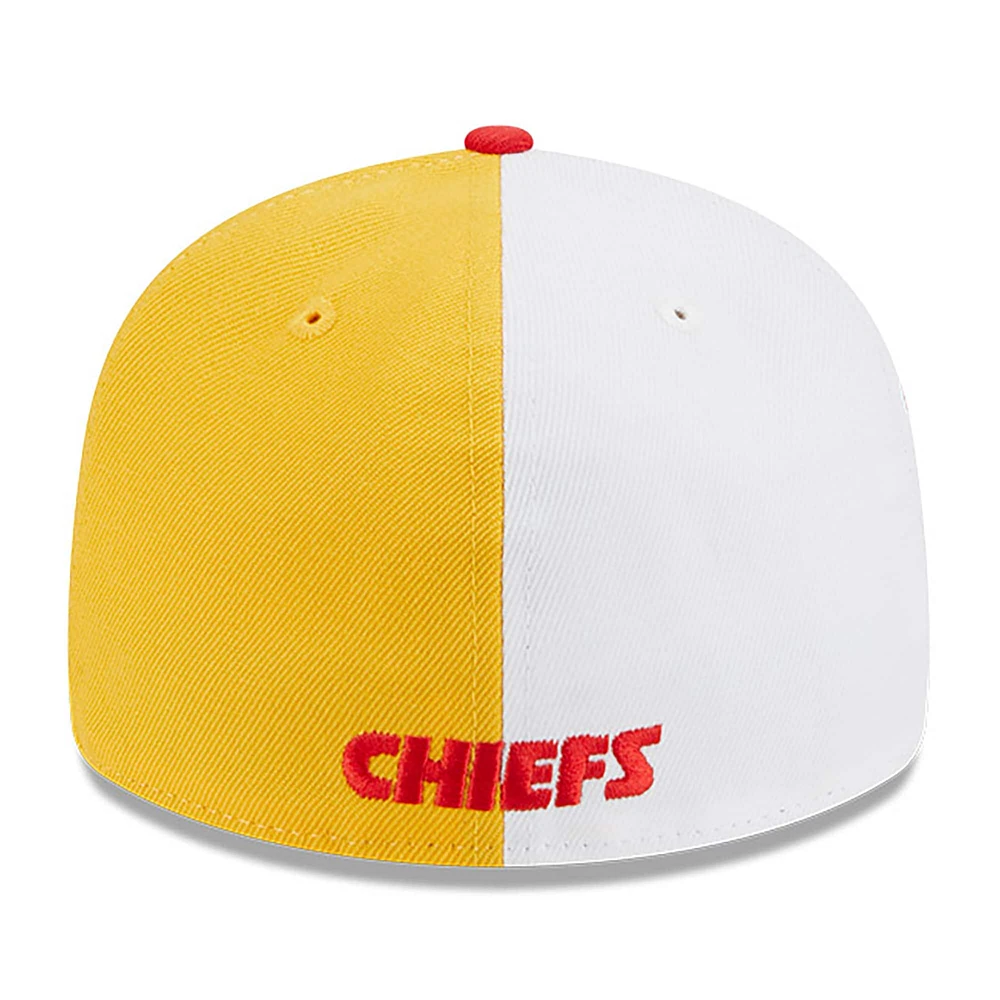 Casquette ajustée 59FIFTY à profil bas des Kansas City Chiefs 2023 Sideline New Era pour homme, or/rouge