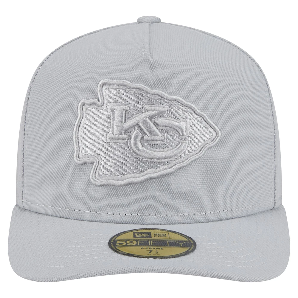 Men's New Era Gray Kansas City Chiefs Color Pack A-Frame 59FIFTY Fitted Hat